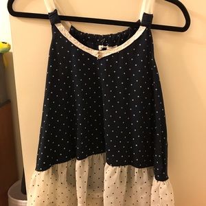 Navy polka dot tank